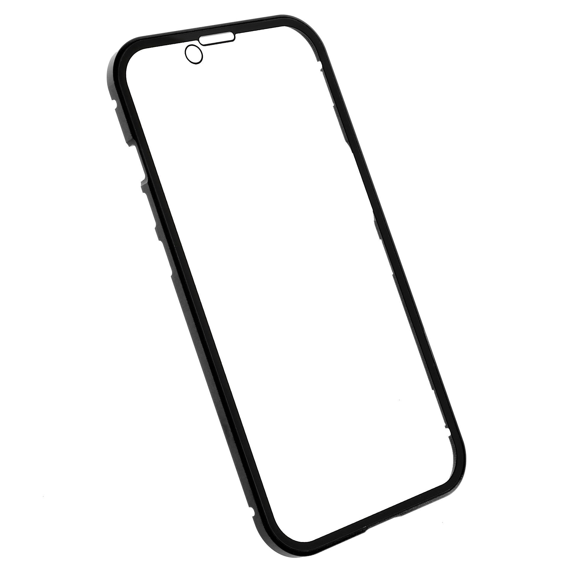 Phone Case for iPhone 15 Plus Magnetic Adsorption Metal Frame + Double-sided Tempered Glass Clear Phone Cover - Black Phone Case for iPhone 15 Plus Magnetic Adsorption Metal Frame + Double-sided Tempered Glass Clear Phone Cover - Black